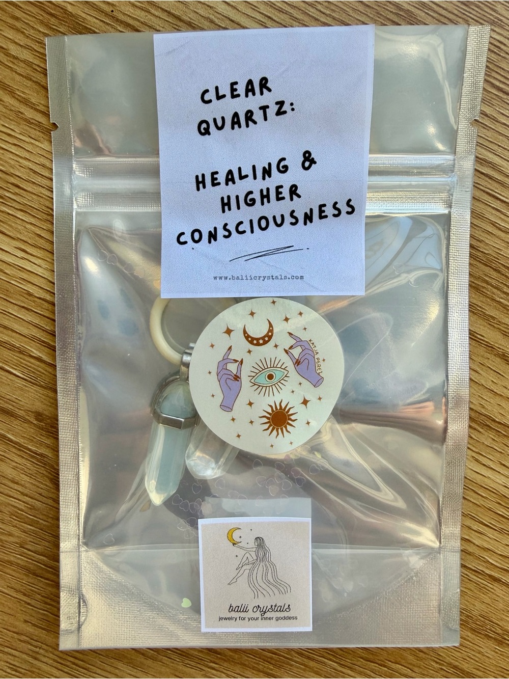 Dog or Cat Collar Crystal Clear Quartz Charm - White Crystal Healing Charm